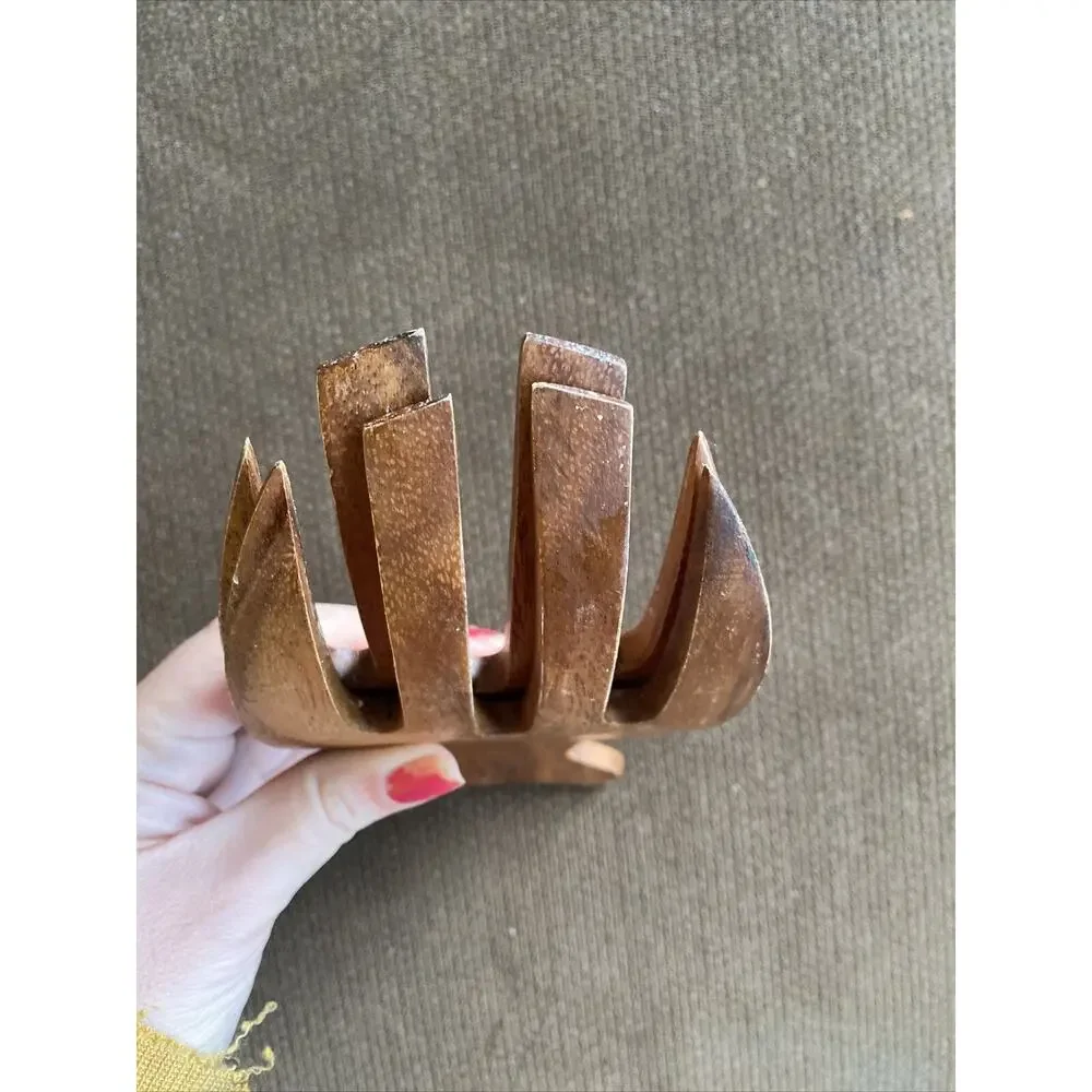 Bamboo Wooden Salad Hands Forks Pasta Tongs Claws Made In Philippines Used Once